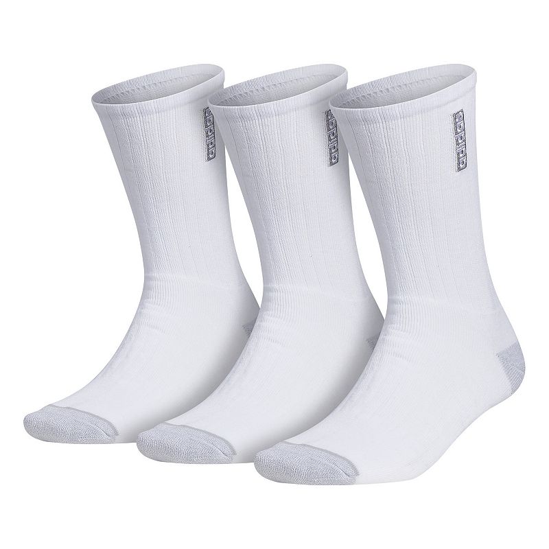 Mens adidas 3-pack Classic Cushioned Crew Socks, Size: 6-12, White
