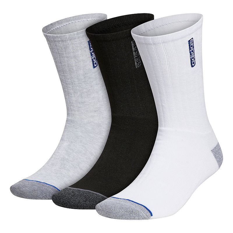 Mens adidas 3-pack Classic Cushioned Crew Socks, Size: 6-12, White