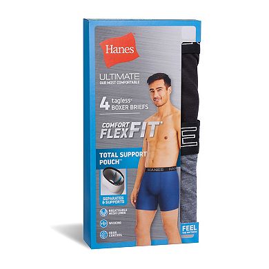 Men's Hanes 4-pack Ultimate Comfort Flex Fit Total Support Pouch™ Boxer Briefs