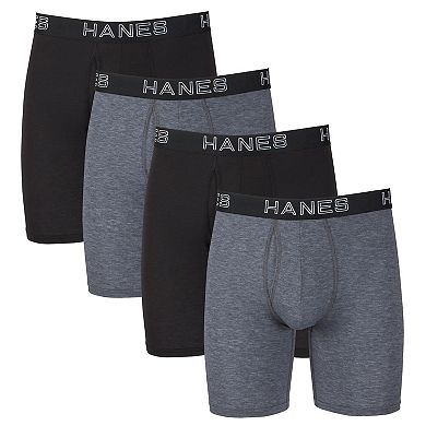 Men's Hanes® Ultimate 4-Pack ComfortFlex Fit Long Leg Boxer Briefs with Total Support Pouch