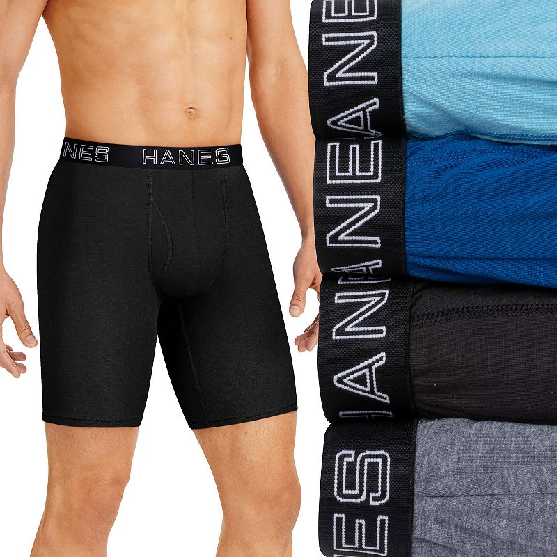 Mens Hanes 4-pack Ultimate Comfort Flex Fit Total Support Pouch Long-Leg B
