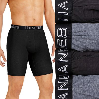 Men s Hanes 4 pack Ultimate Comfort Flex Fit Total Support Pouch Long Leg Boxer Briefs