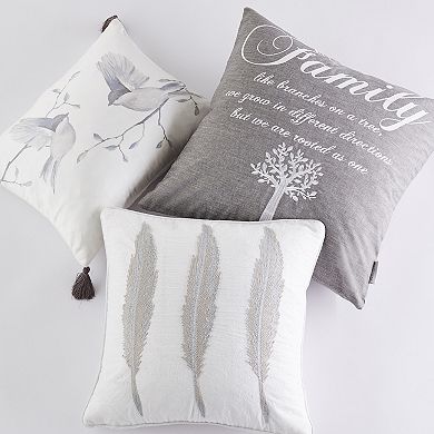 HomThreads Arista Gray Birds Tassel Pillow