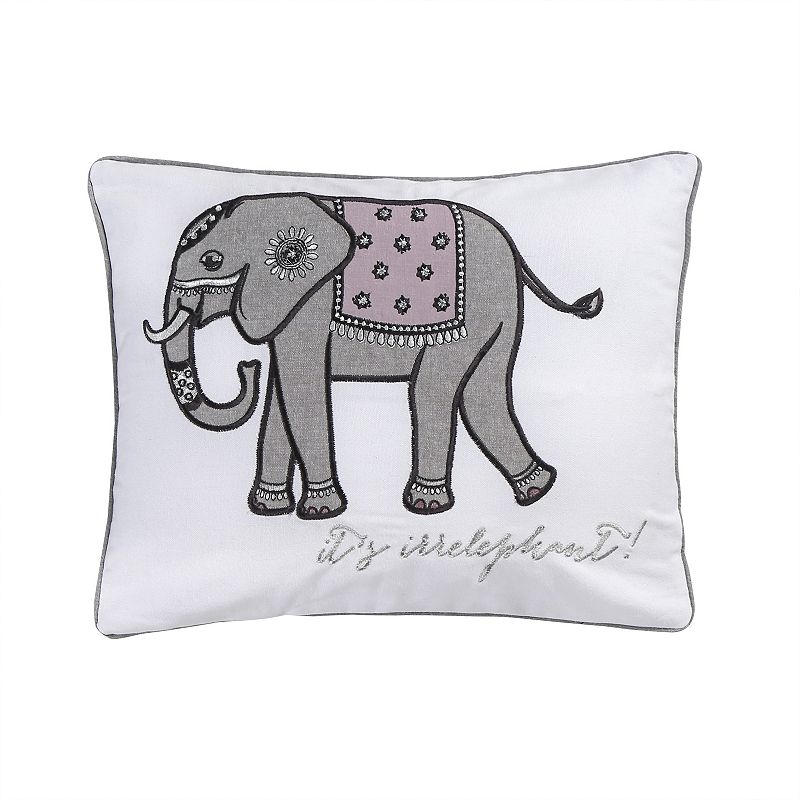 HomThreads Rachelle Elephant Pillow, White, Fits All