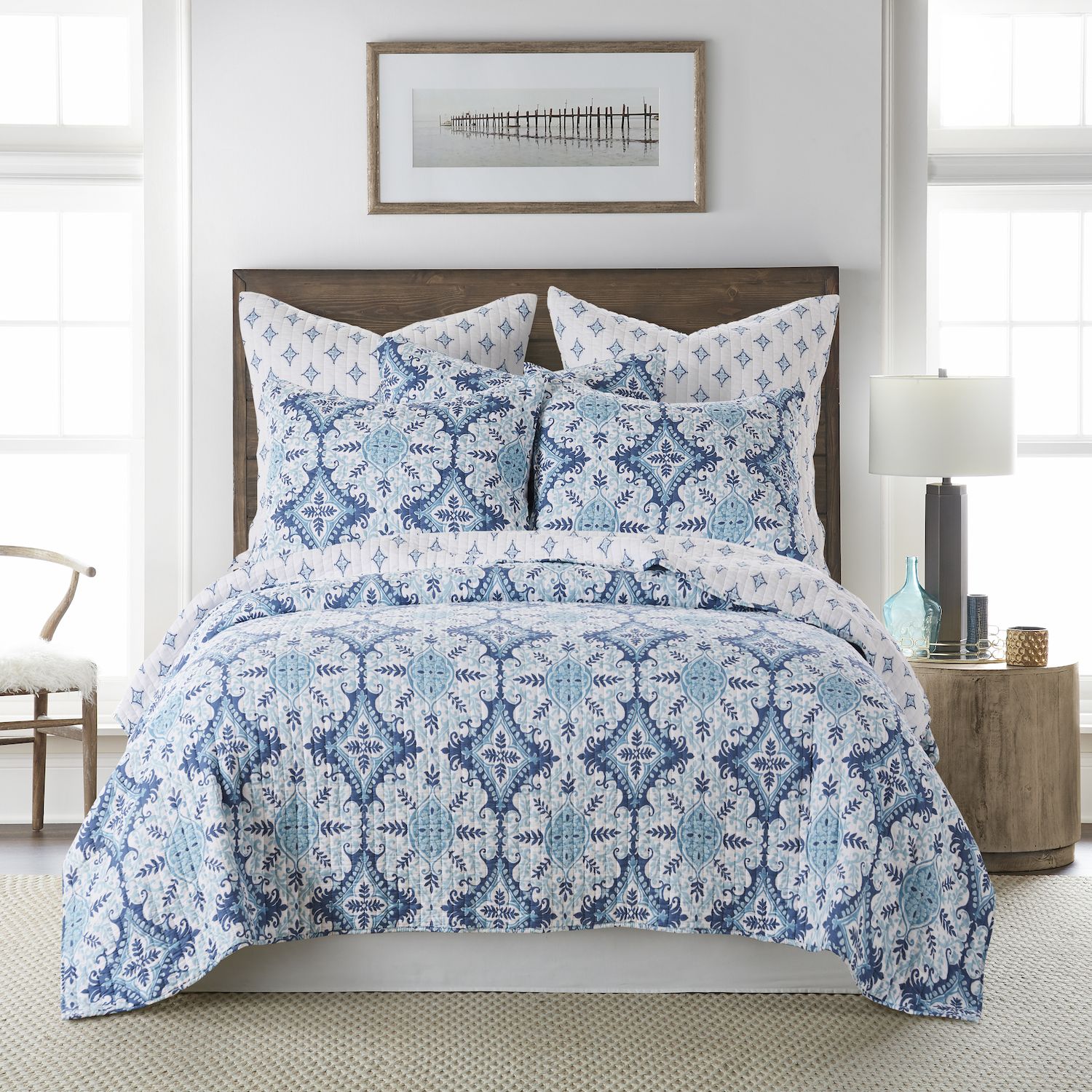 Image for Homthreads Essella Indigo Quilt Set and Shams at Kohl's.