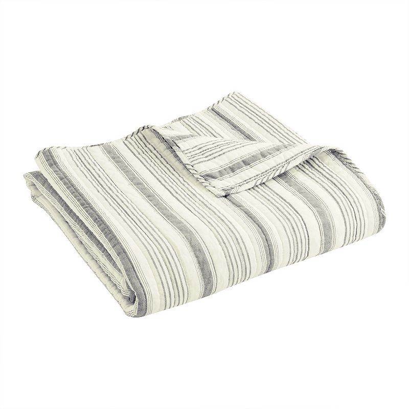 64271084 Levtex Home Rochelle Stripe Quilted Throw, Grey sku 64271084