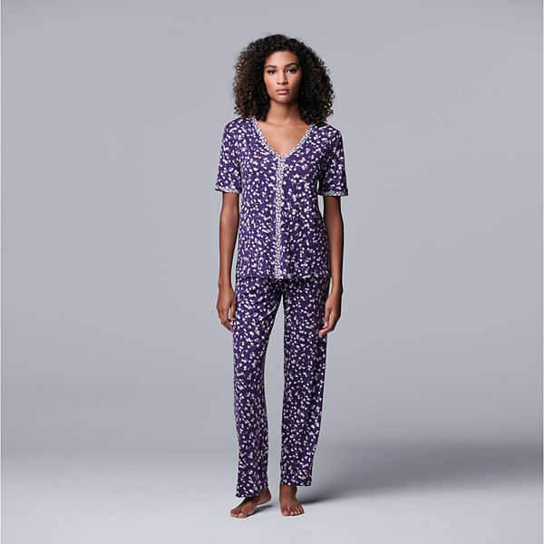 Women's Simply Vera Vera Wang Pajama Top & Pajama Pant Sleep Set