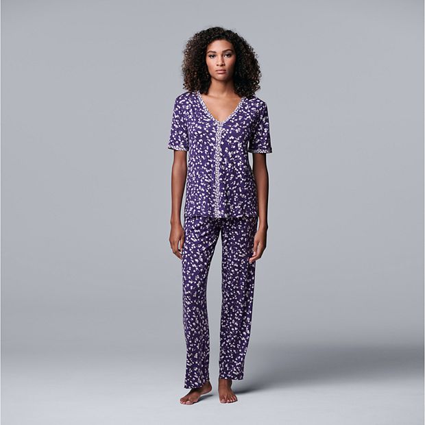 Women s Simply Vera Vera Wang Pajama Top Pajama Pant Sleep Set