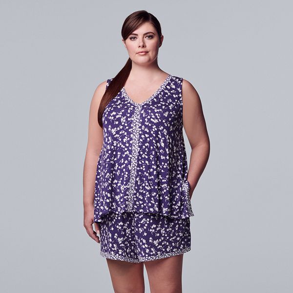 Plus Size Simply Vera Vera Wang Pajama Tank Pajama Boxer Sleep Set