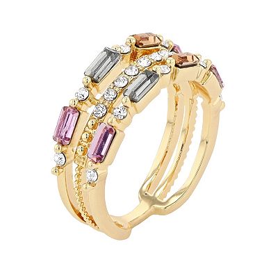 Brilliance Crystal Baguette Triple Row Ring