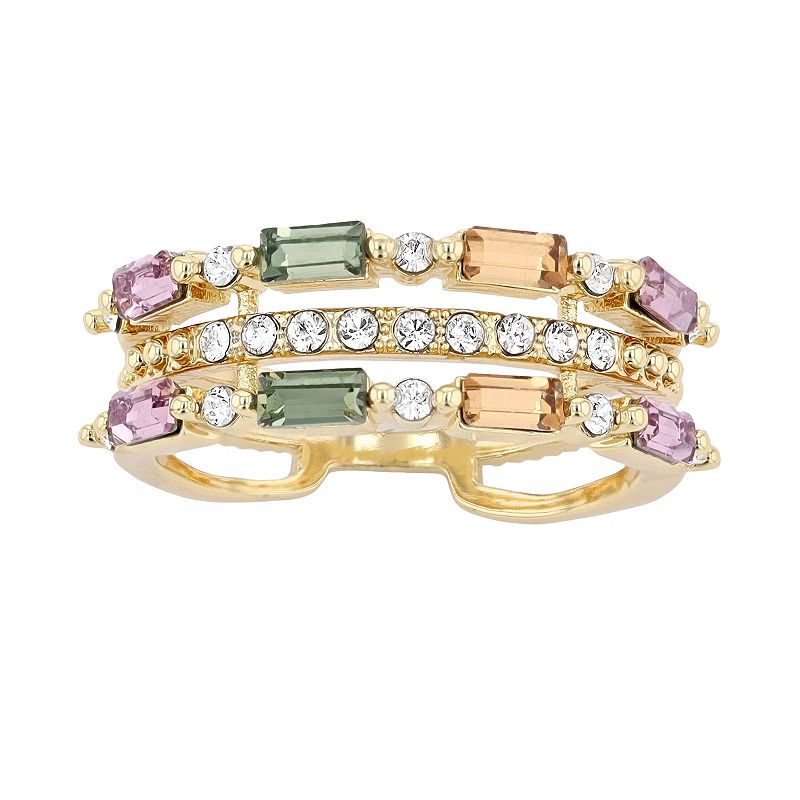 Brilliance Crystal Baguette Triple Row Ring, Womens, Size: 7, Multicolor