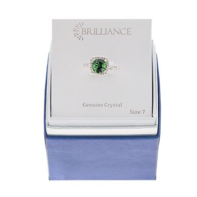 Brilliance Square Green Crystal Halo Ring