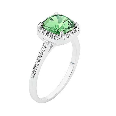Brilliance Square Green Crystal Halo Ring