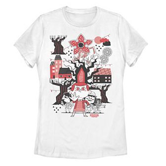 Juniors' Stranger Things Day Group Shot Chibi Graphic Tee