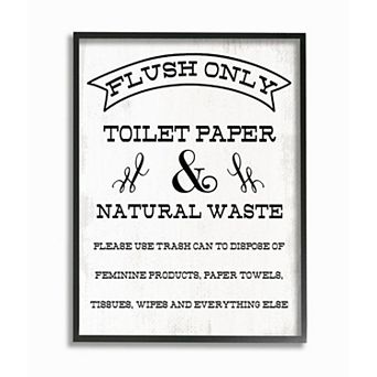 Stupell Home Decor Flush Only Toilet Paper Rustic Bathroom Sign Wall Art