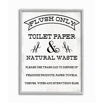 Stupell Home Decor Flush Only Toilet Paper Rustic Bathroom Sign Wall Art