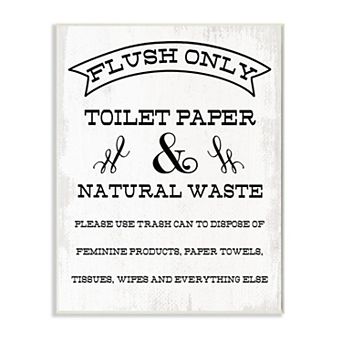 Stupell Home Decor Flush Only Toilet Paper Rustic Bathroom Sign Wall Art