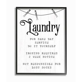 Stupell Home Decor Family Laundry Room Service Rustic Style Humor Framed Wall Art