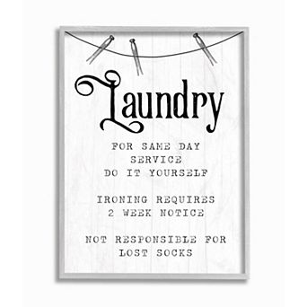 Stupell Home Decor Family Laundry Room Service Rustic Style Humor Framed Wall Art