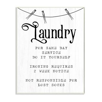 Stupell Home Decor Family Laundry Room Service Rustic Style Humor Wood Wall Art