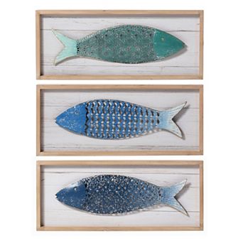 School Fish Panel Wall Decor 3 pc Set