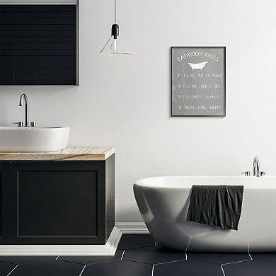 Stupell Home Decor Countryside Bathroom Rules Sign with Claw Bath Framed Wall Art
