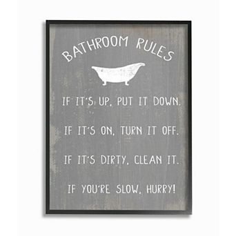 Stupell Home Decor Countryside Bathroom Rules Sign with Claw Bath Framed Wall Art