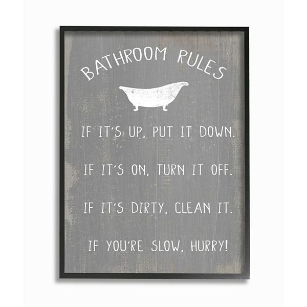 Stupell Home Decor Countryside Bathroom Rules Sign With Claw Bath Framed Wall Art - Stupell Home Decor Bathroom