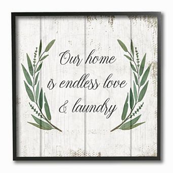 Stupell Home Decor Our Home Is Endless Love and Laundry Phrase Framed Wall Art