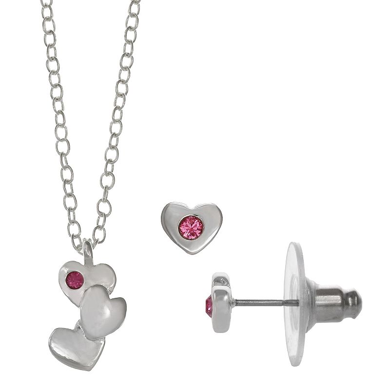 78140201 FAO Schwarz Triple Heart Pendant & Earring Set, Gi sku 78140201