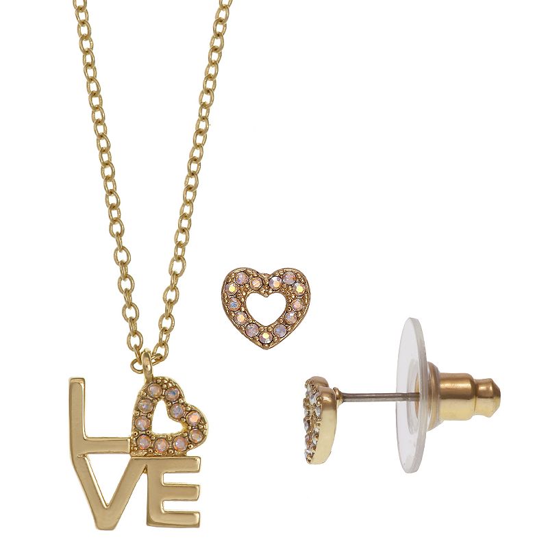 FAO Schwarz Crystal Love Pendant & Earring Set, Girls
