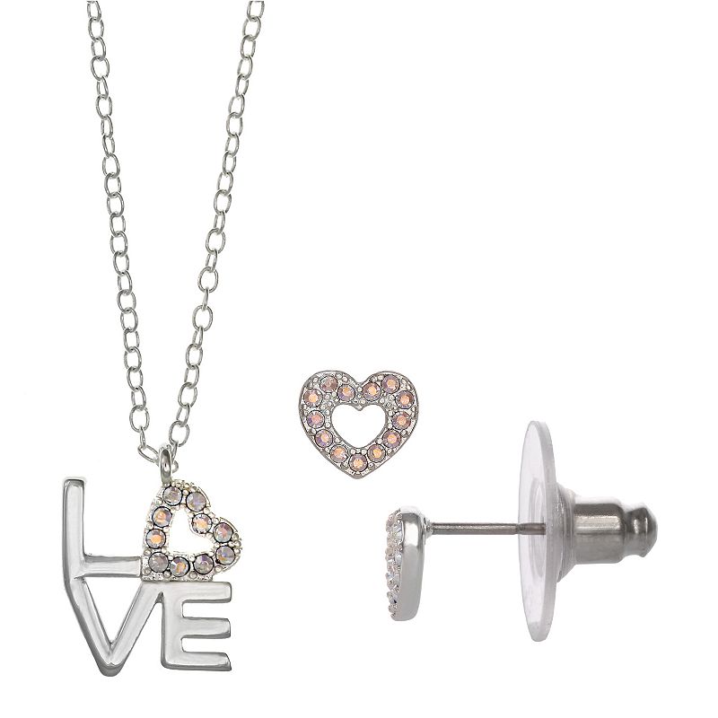 FAO Schwarz Crystal Love Pendant & Earring Set, Girls