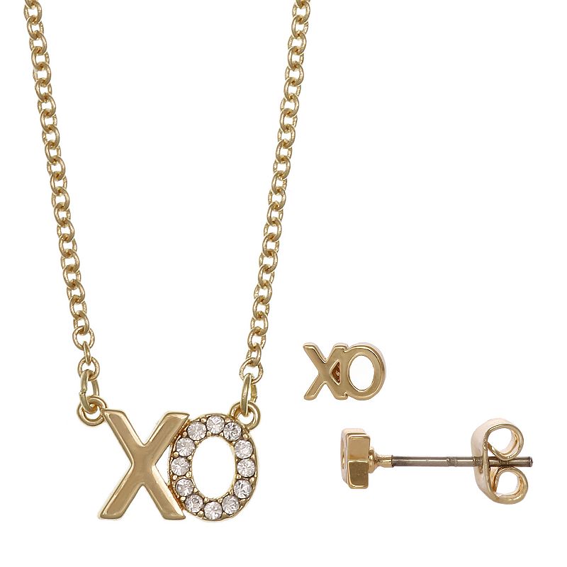 FAO Schwarz XO Pendant & Stud Earring Set, Girls, White
