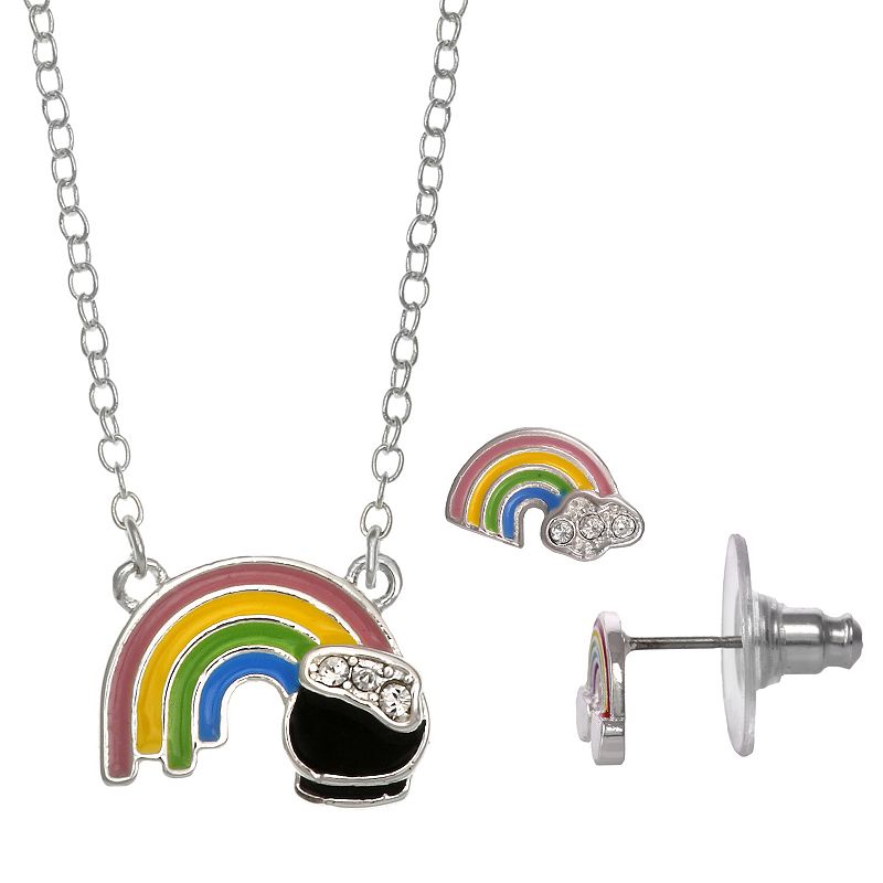 FAO Schwarz Rainbow Pendant & Stud Earring Set, Girls
