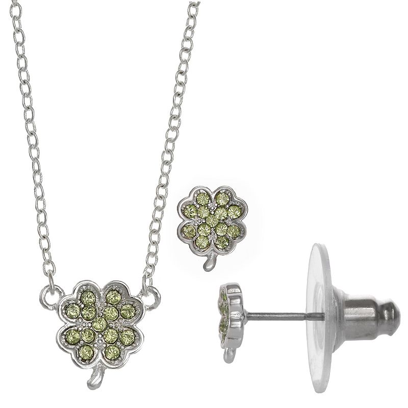 FAO Schwarz Shamrock Pendant & Stud Earring Set, Girls, Green