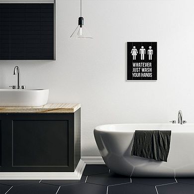 Stupell Home Decor Just Wash Your Hands Outer Space Bathroom Sign Wood Wall Art