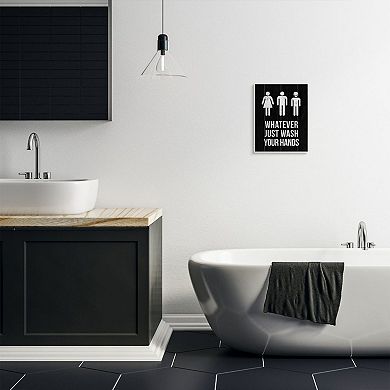 Stupell Home Decor Just Wash Your Hands Outer Space Bathroom Sign Wood Wall Art