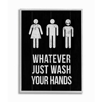 Stupell Home Decor Just Wash Your Hands Outer Space Bathroom Sign Framed Wall Art