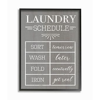Stupell Home Decor Laundry Schedule Black Framed Wall Art