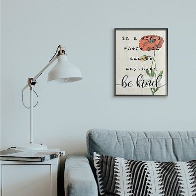 Stupell Home Decor Be Kind Poppy Black Framed Wall Art