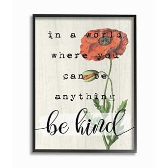 Stupell Home Decor Be Kind Poppy Black Framed Wall Art