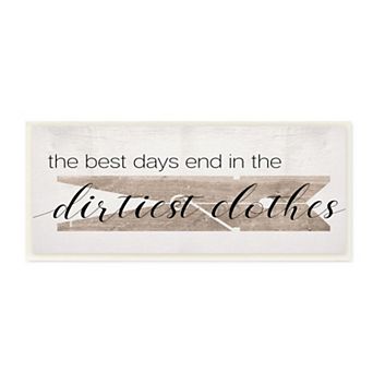 Stupell Home Decor Best Days End in Dirtiest Clothes Laundry Clothespin Plaque Wall Art