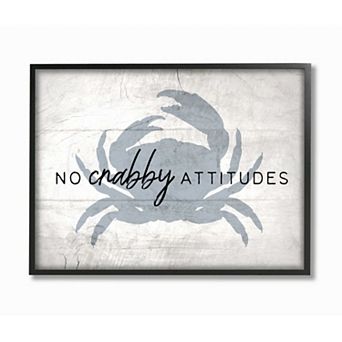 Stupell Home Decor No Crabby Attitudes Framed Wall Art