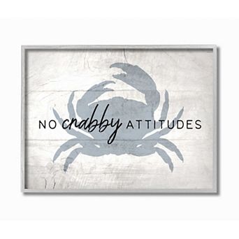 Stupell Home Decor No Crabby Attitudes Framed Wall Art