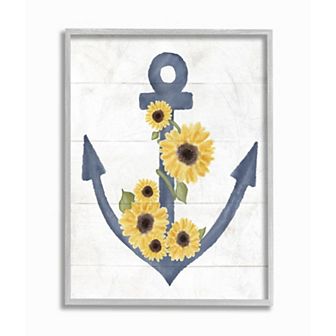 Stupell Home Decor Sunflower Anchor Framed Wall Art