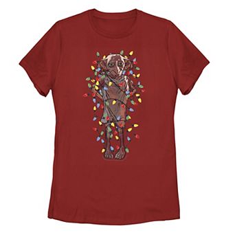Juniors' Harry Potter Dobby Christmas Lights Graphic Tee