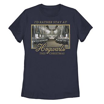Juniors' Harry Potter Christmas Stay at Hogwarts Graphic Tee
