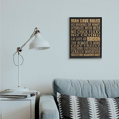 Boys Stupell Home Decor Man Cave Rules with Rustic Distressed Text Framed Wall Art
