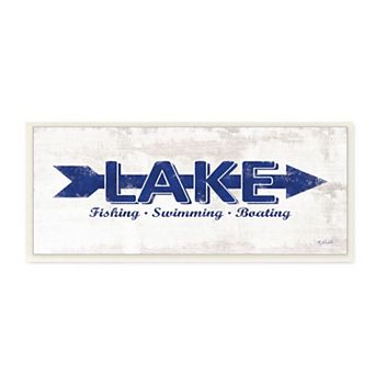 Stupell Home Decor Lake Directional Arrow Sign With Water Activities Wall Art