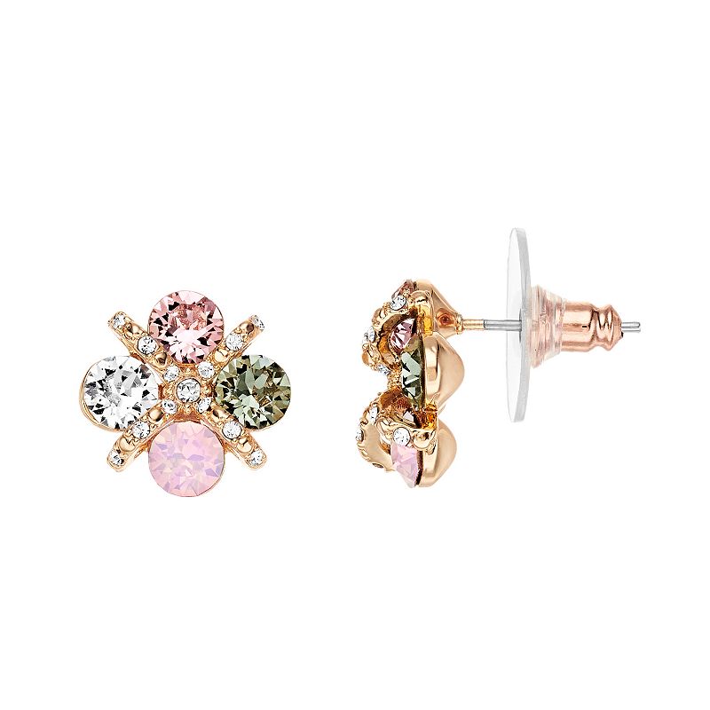 Brilliance Crystal Cluster Stud Earrings, Womens, Multicolor